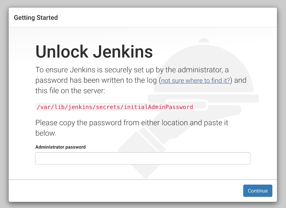 jenkins initial setup screen after installation