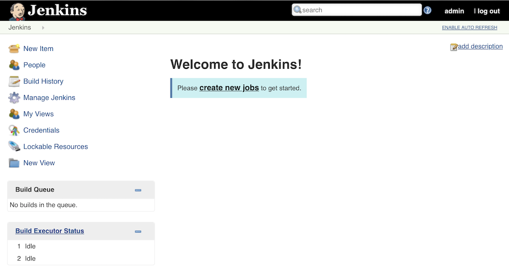 jenkins setup completed and ready to use