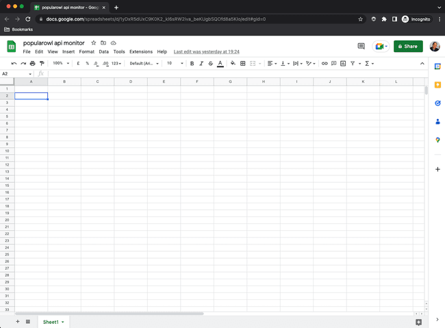 api monitoring with google sheets new file